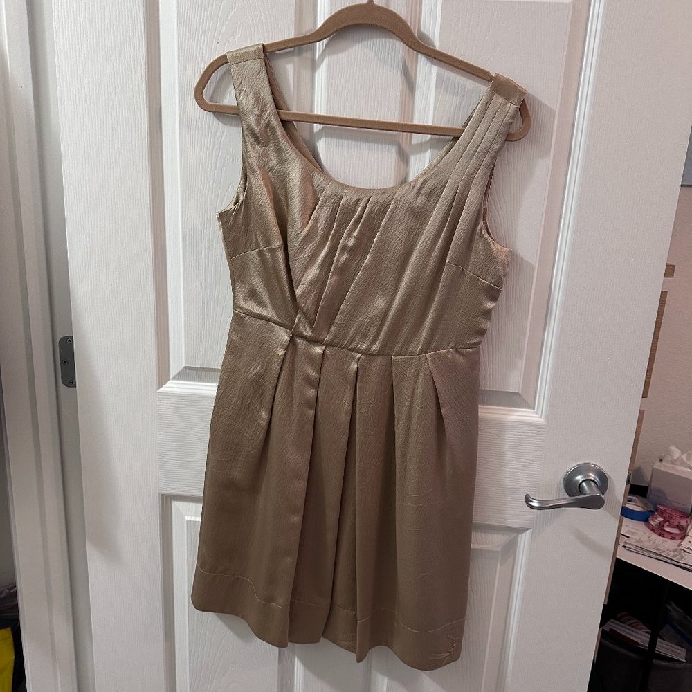 Elegant Champagne Sleeveless Pleated Dress